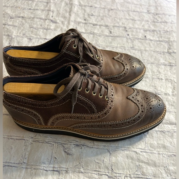 COLE HAAN BROWN TWO-TONE LEATHER SUEDE WINGTIP OXFORDS LACE UP MENS  SHOES 9M - Picture 1 of 8